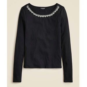 J. CREW Vintage rib boatneck T-shirt with embellishments CF289